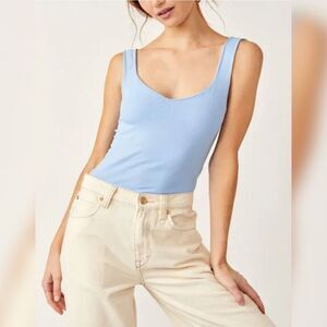 Free People Intimately Clean Lines Bodysuit - Size Medium/Large, Cerulean Blue